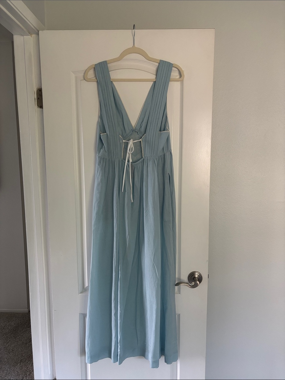 Anthropologie Light Blue Maxi Dress with Embroidered Bodice - Picture 3 of 4